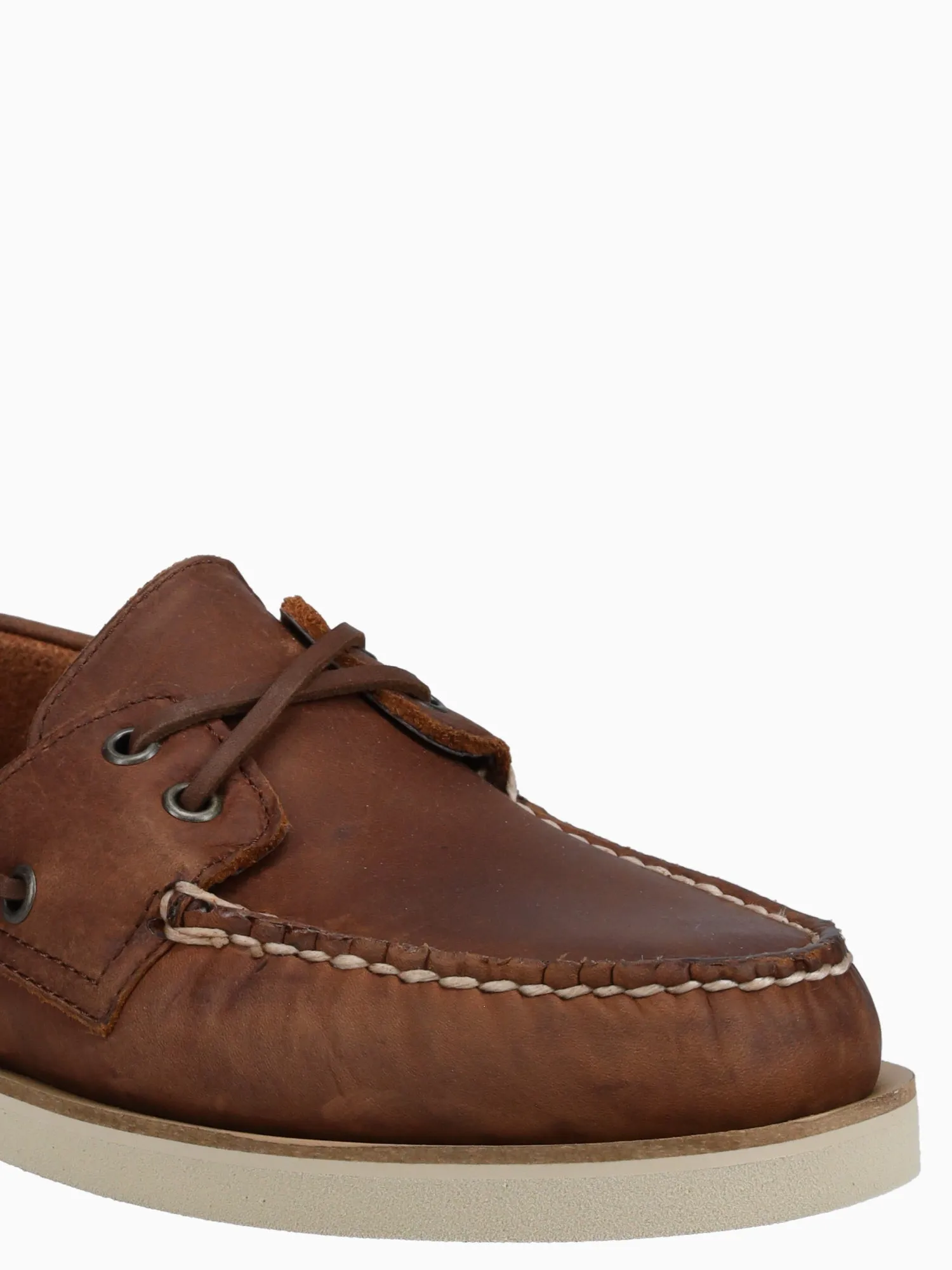 A O 2eye double sole dark tan leather