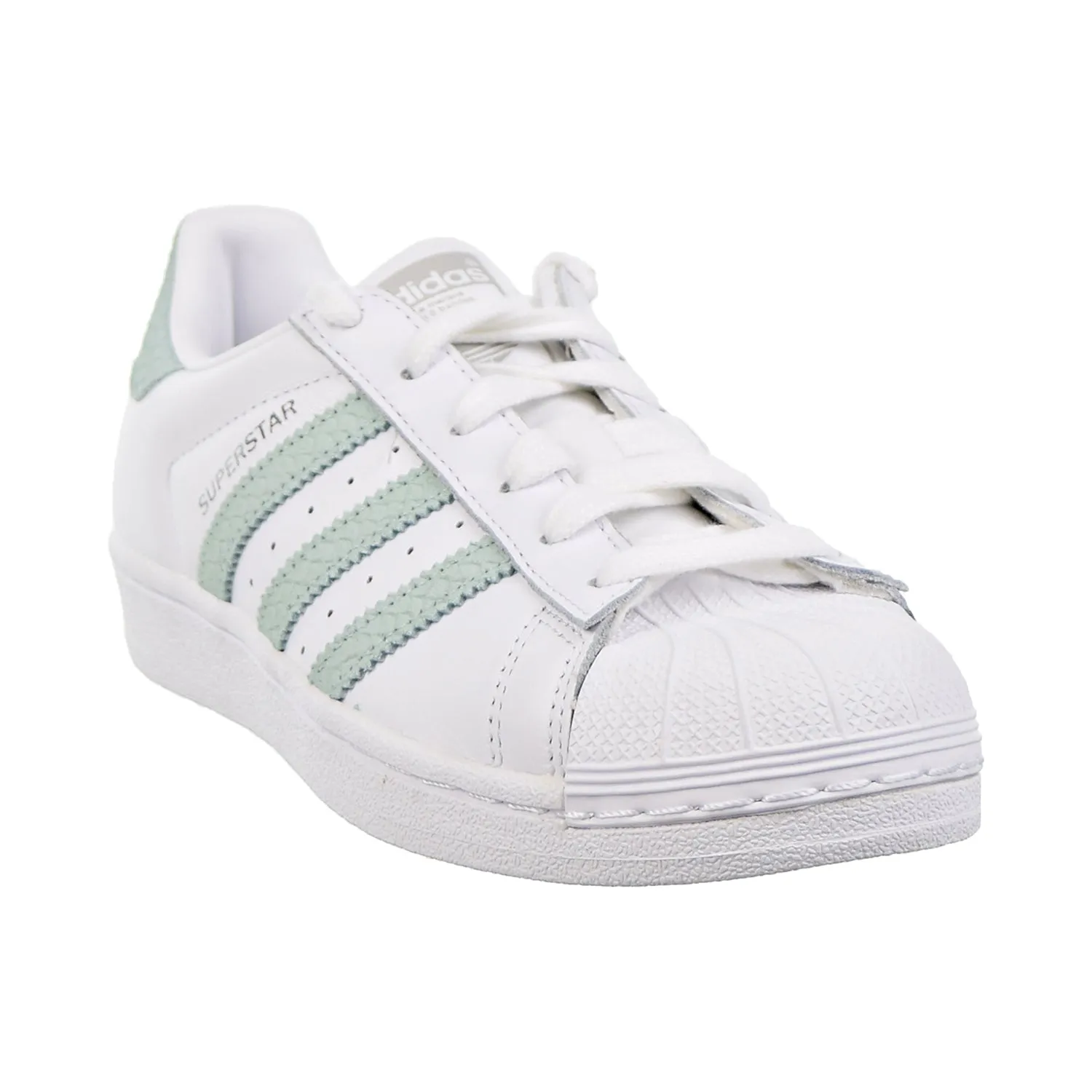 Adidas Superstar Womens Shoes Footwear White/Ash Green/Silver Metallic