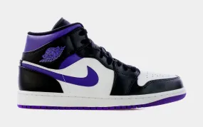 Air Jordan 1 Retro Mid Court Purple Mens Lifestyle Shoes (Black/Purple)