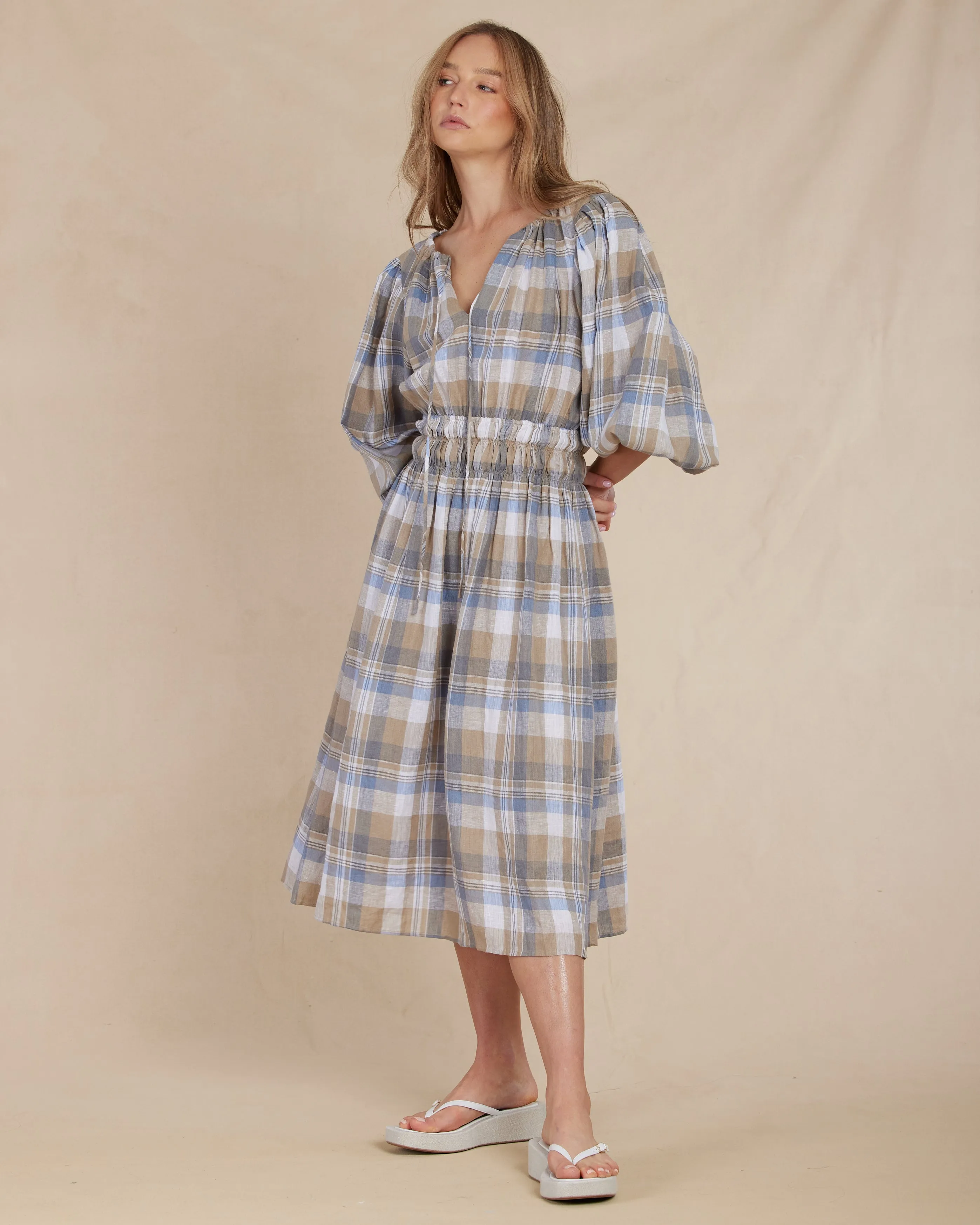 Allegra Linen Plaid Dress