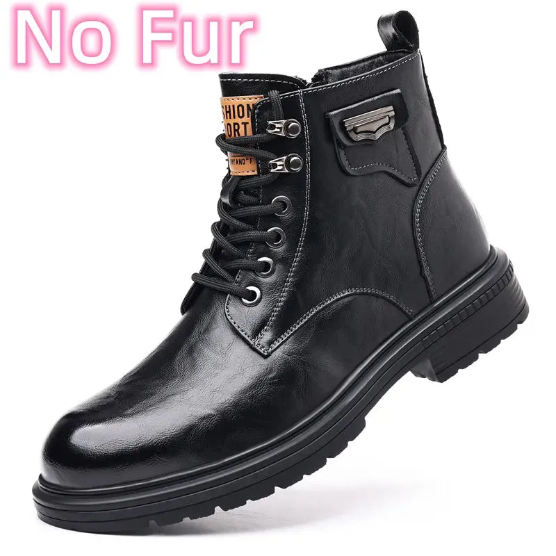 Ashore Shop Genuine Leather Men Boots Breathable High Top Shoes Outdoor  Military Boots