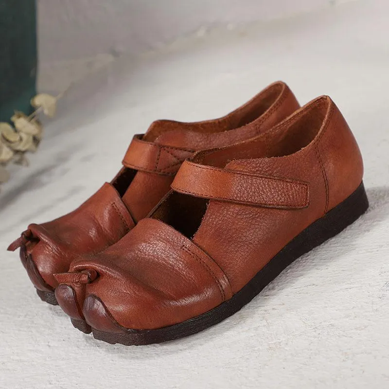 Babakud Retro Leather Split Toe Comfortable Velcro Shoes