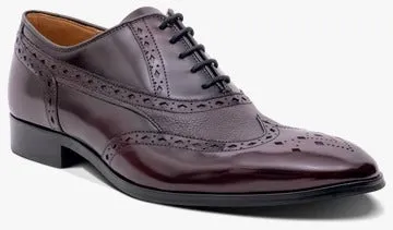 Bark Bampton Oxford Brogue Shoe -  Burgundy Hi-Shine / Burgundy Grain