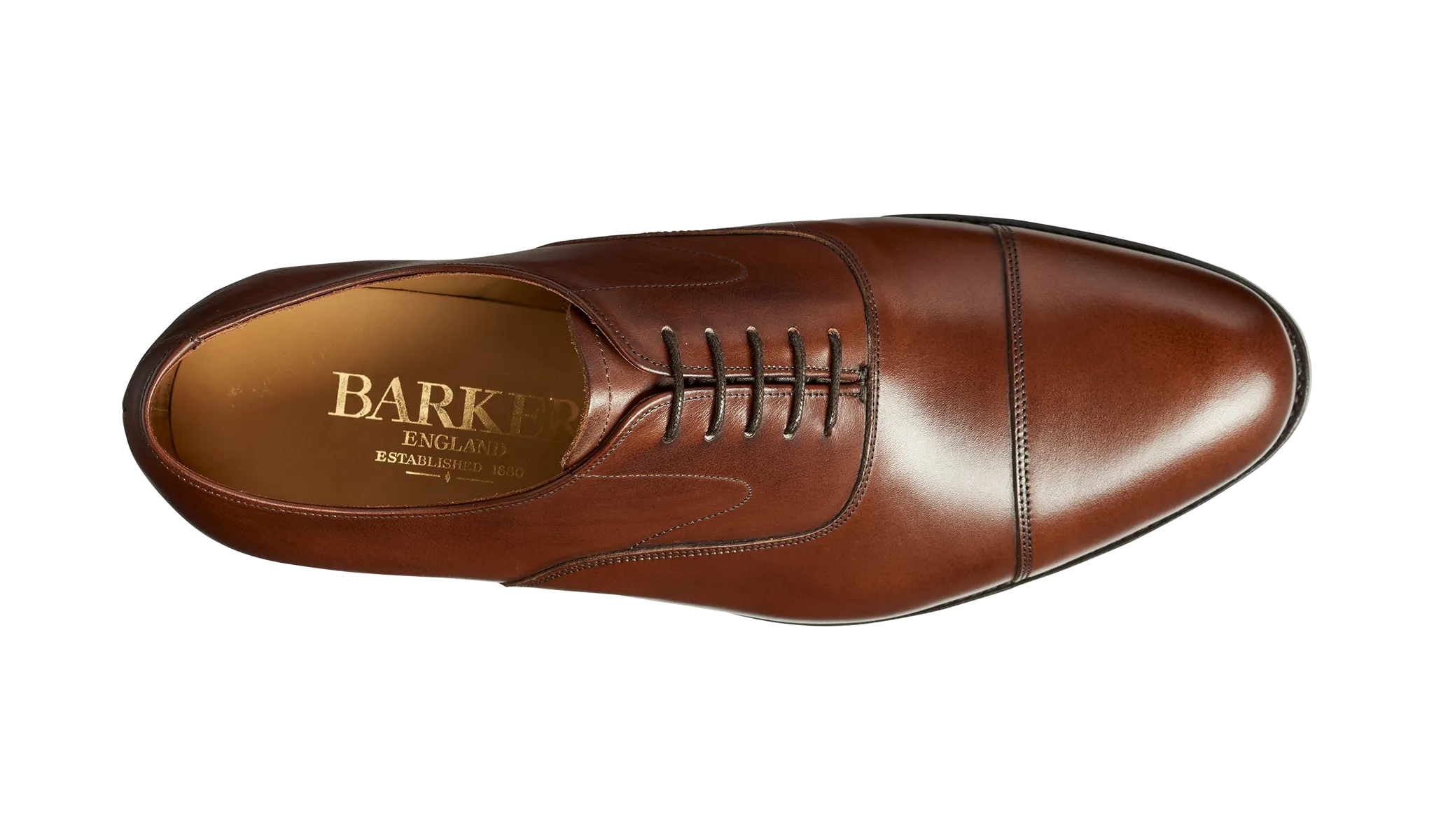 Barker Malvern toe-cap Oxford  Shoe- Dark Walnut Calf