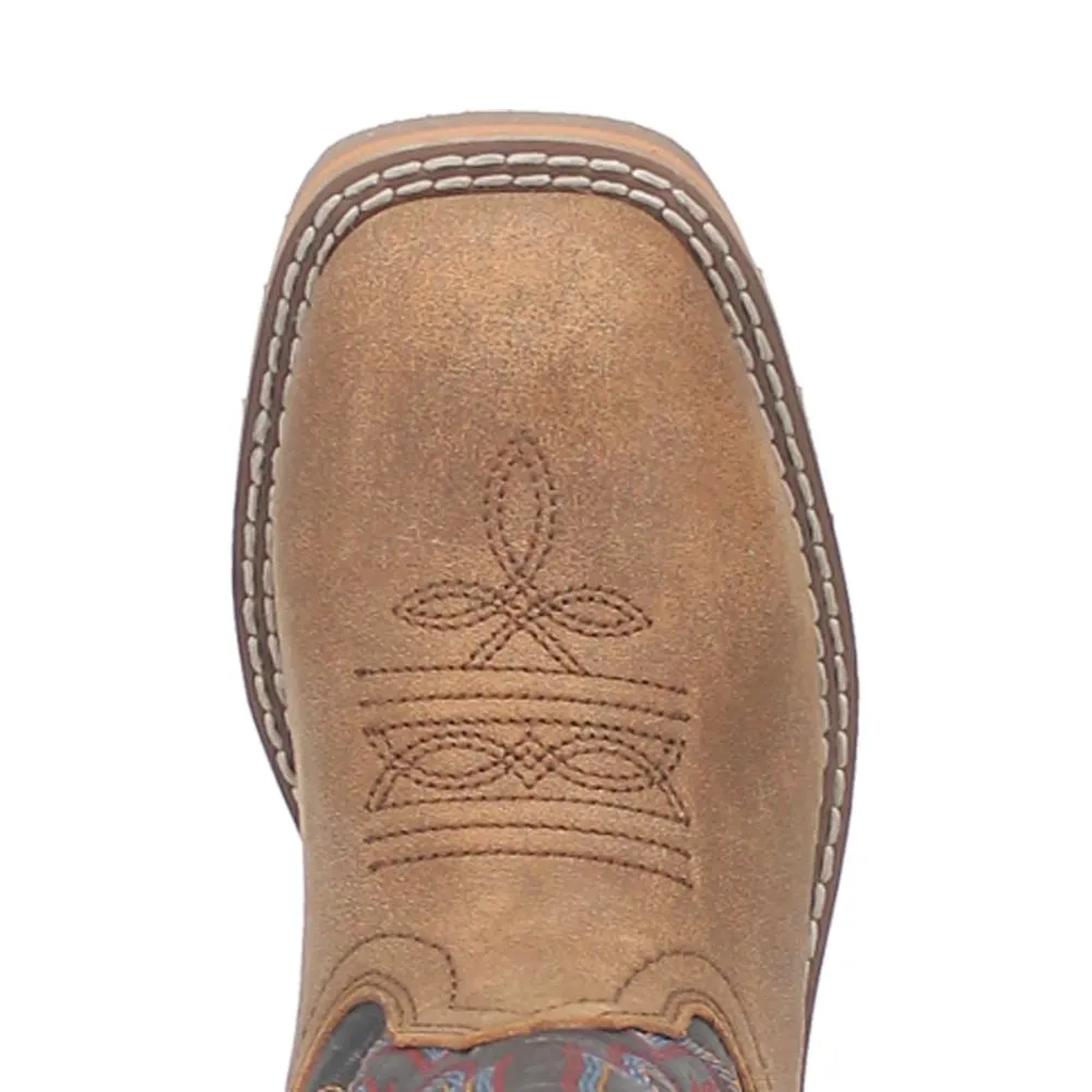 'Dan Post' Youth 10 Rye Western Square Toe - Tan (Sizes 3.5Y-6Y)