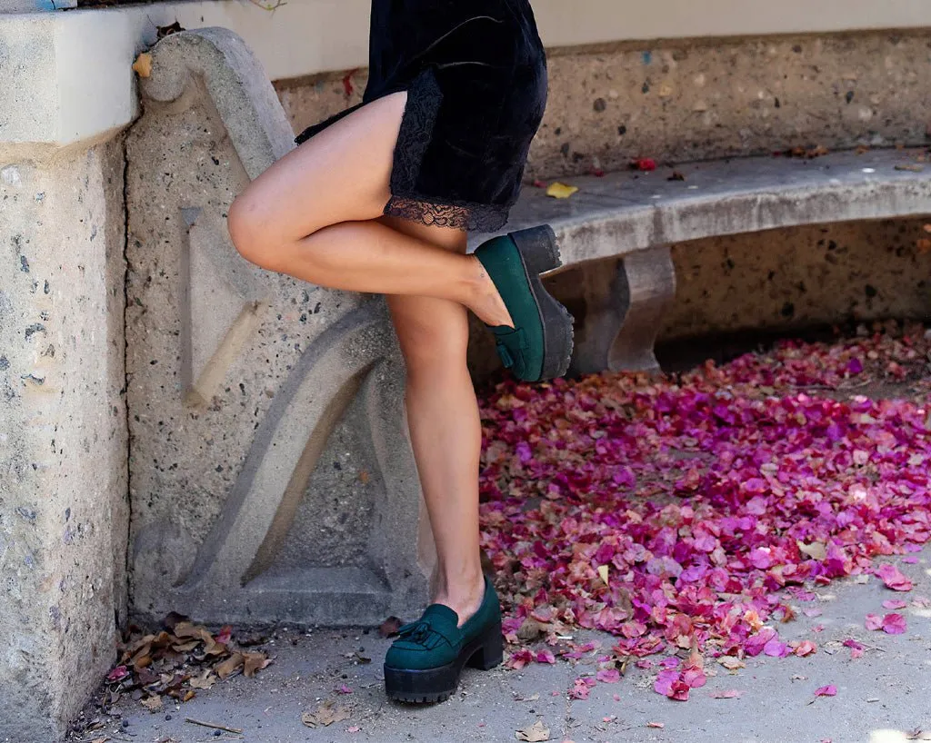 Dark Cedar Fringe Loafer Platform