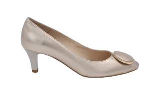 EMIS Gold Mid Heel Shoe with button detail