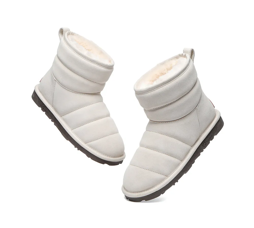 EVERAU Mini Sheepskin Boots Women Puffer