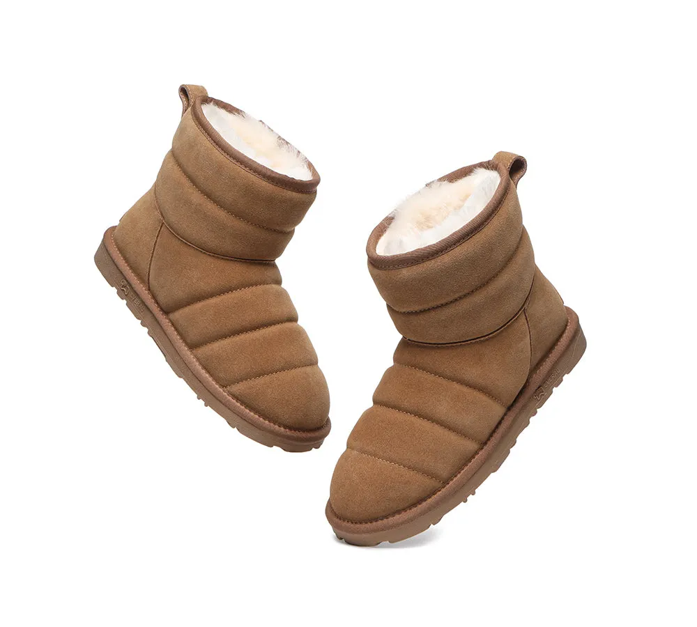 EVERAU Mini Sheepskin Boots Women Puffer