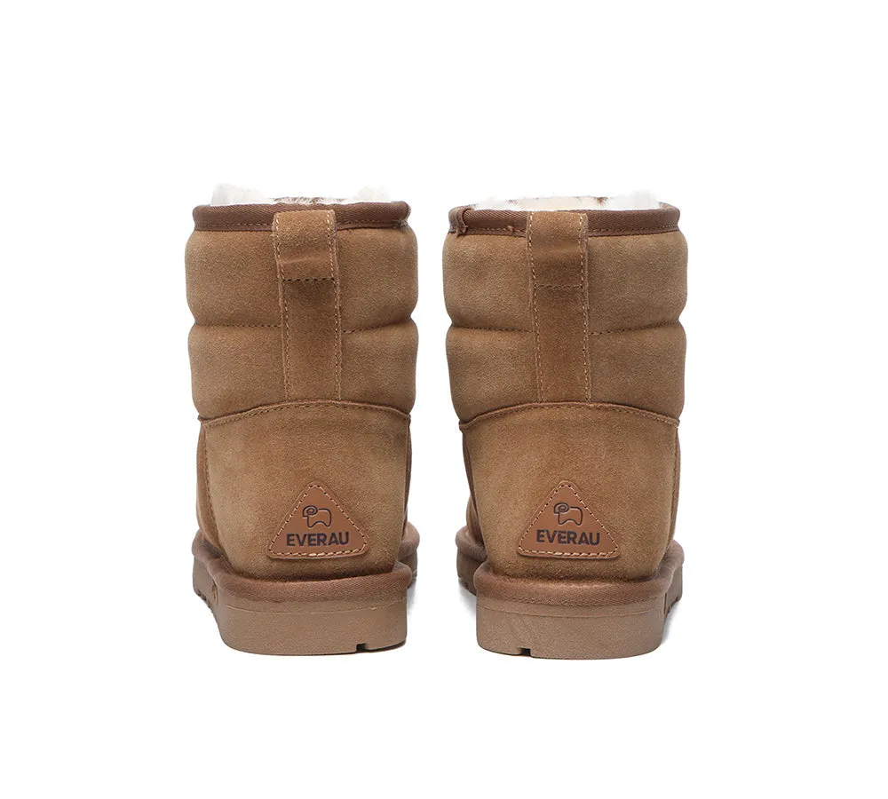 EVERAU Mini Sheepskin Boots Women Puffer