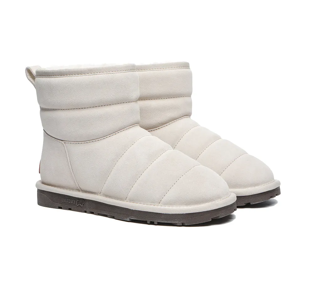 EVERAU Mini Sheepskin Boots Women Puffer