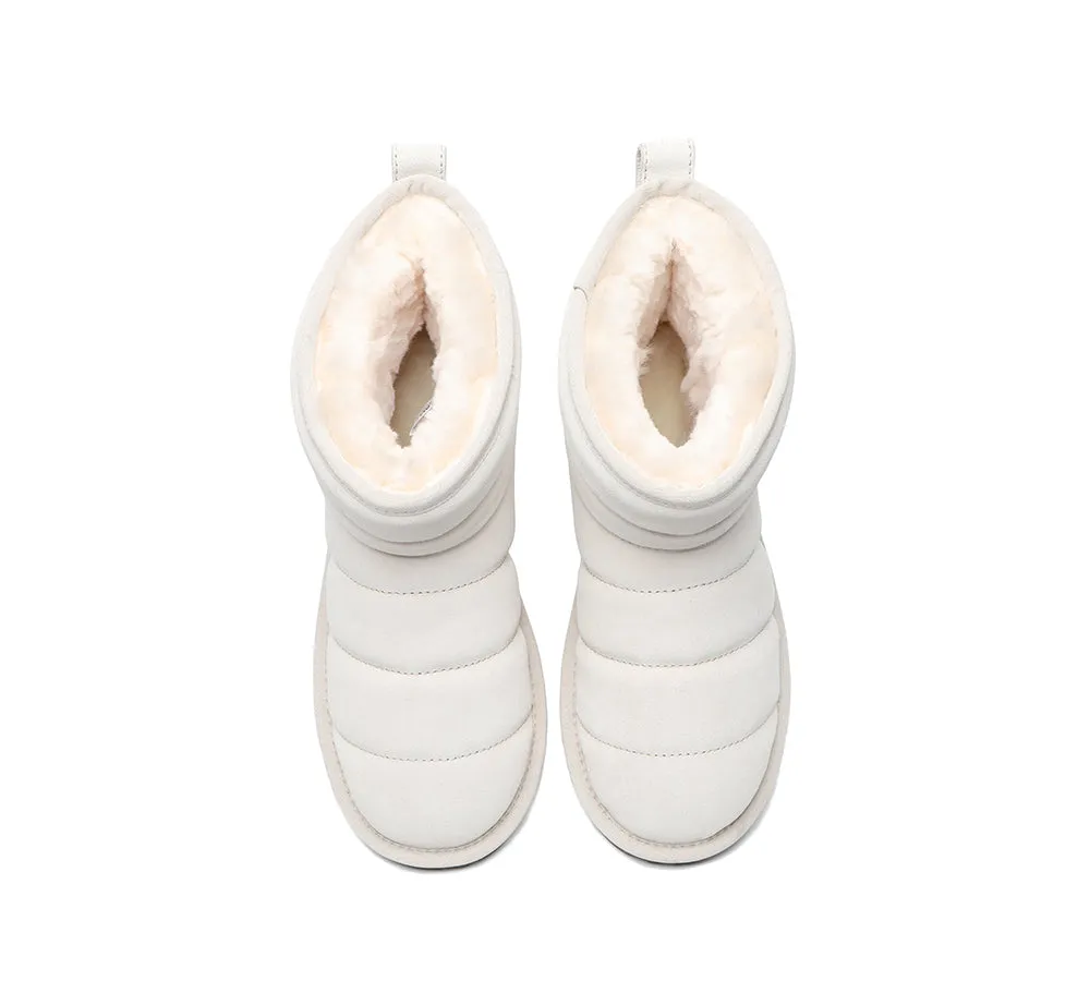 EVERAU Mini Sheepskin Boots Women Puffer