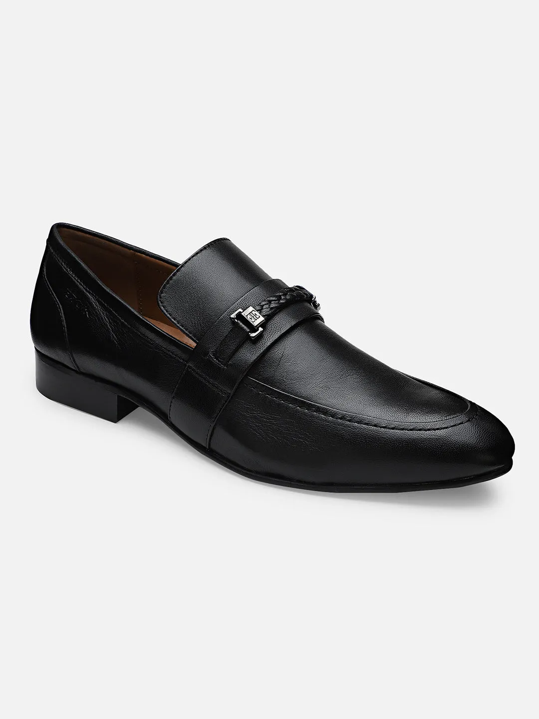 Ezok Men Lazaro Black Leather Loafers Shoes 2024