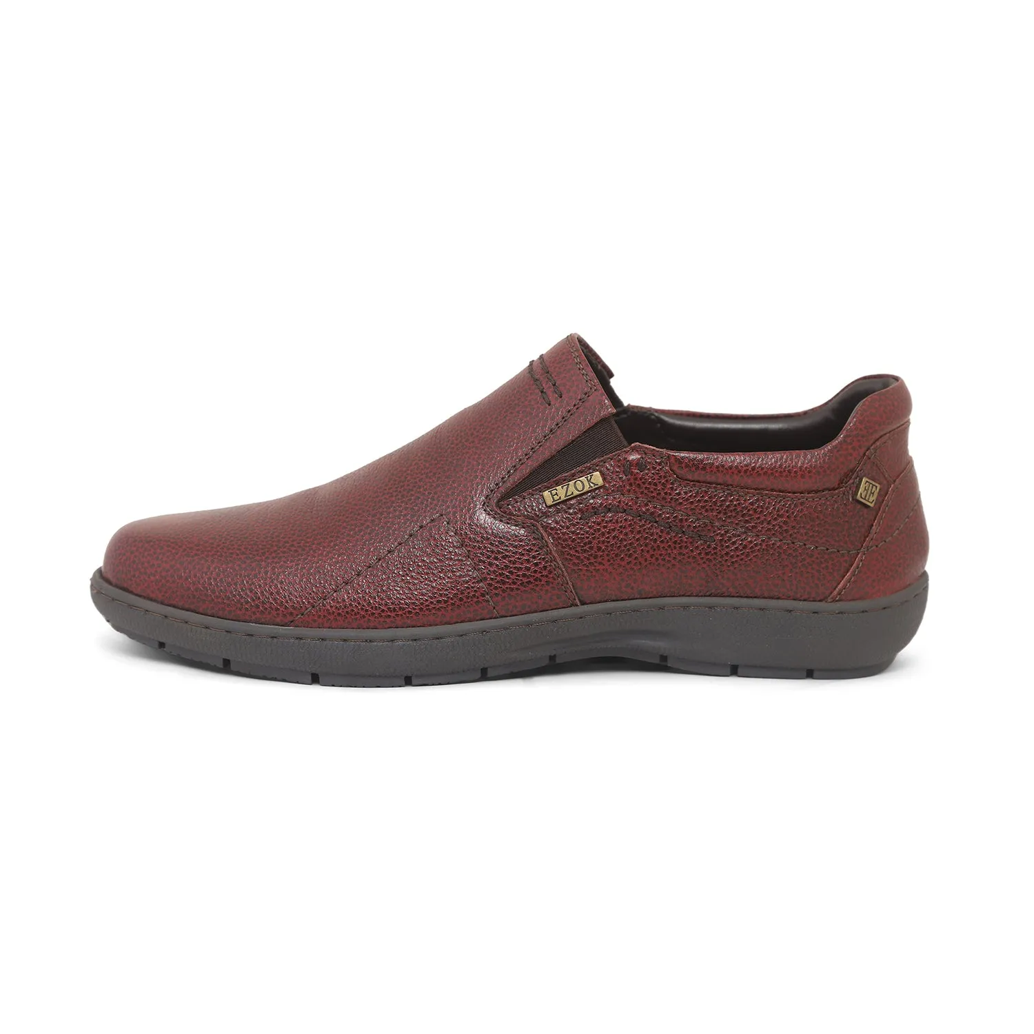 Ezok Men Maroon Leather Slipon