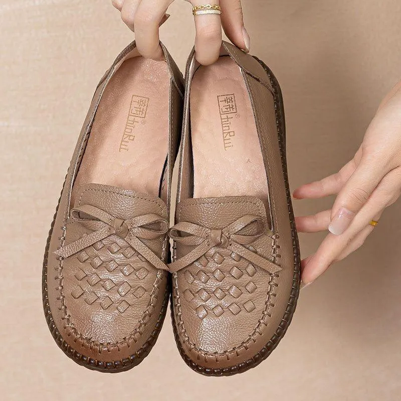 Fashion Leather Loafers Soft Women's Casual Shoes EK321