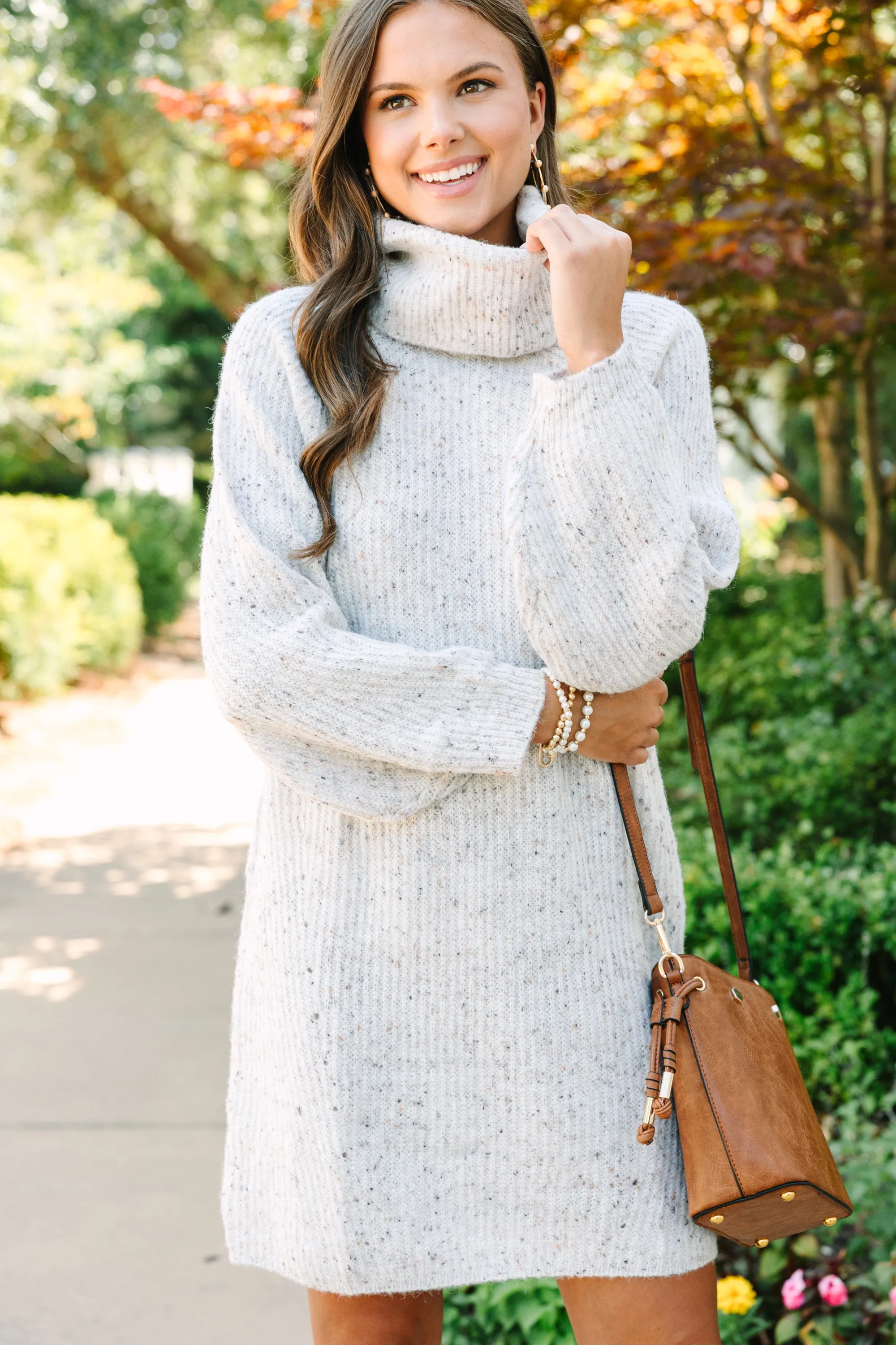 Feeling It Ivory White Sweater Dress