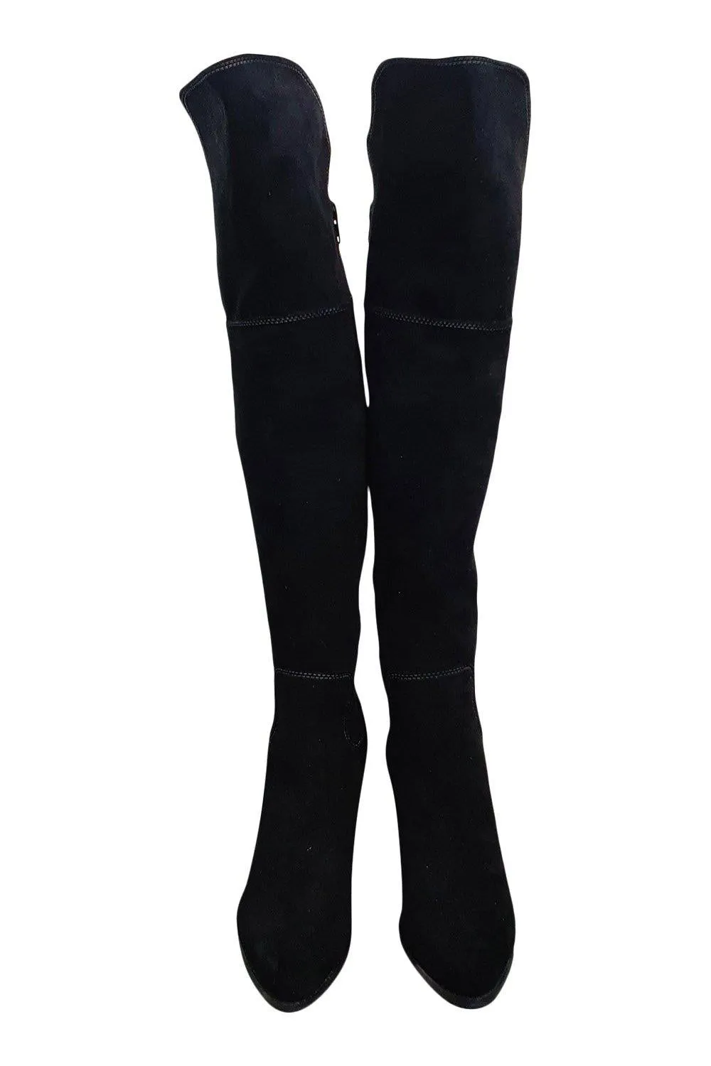 FREE PEOPLE FR X FP Black Suede Over Knee Boots (US 5 | EU 36 | UK 3)