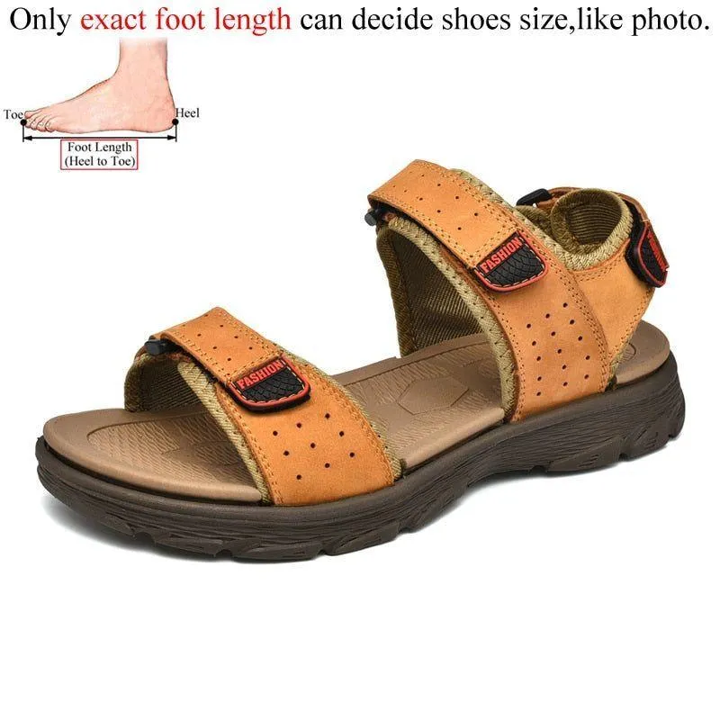 FZ143 Men's Lightweight Leather Beach Sandals Casual Shoes