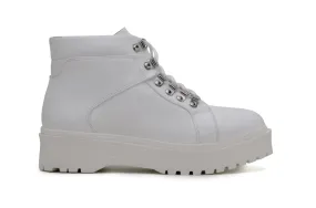 'Gen' vegan leather lace-up boot by Zette Shoes - white