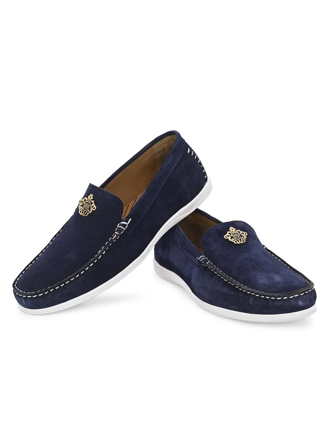 Genuine Navy Suede Leather Impact Technolog Slip On For Men