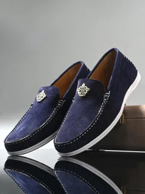 Genuine Navy Suede Leather Impact Technolog Slip On For Men