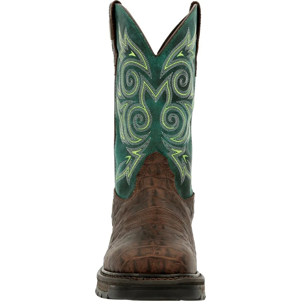 'Georgia Boot' Men's 11" Carbo-Tec LT EH WP Western Soft Toe - Brown / Green