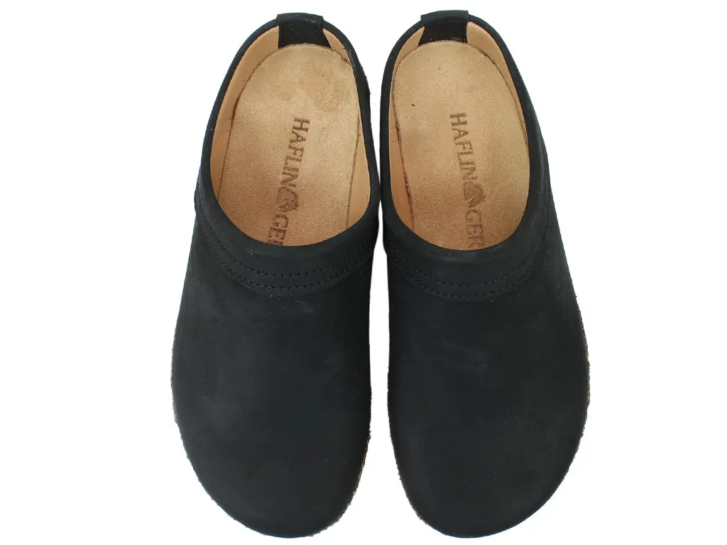 Haflinger Leather Clogs Malmo Black