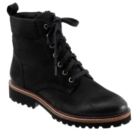 Icara Black Leather Ankle Boots