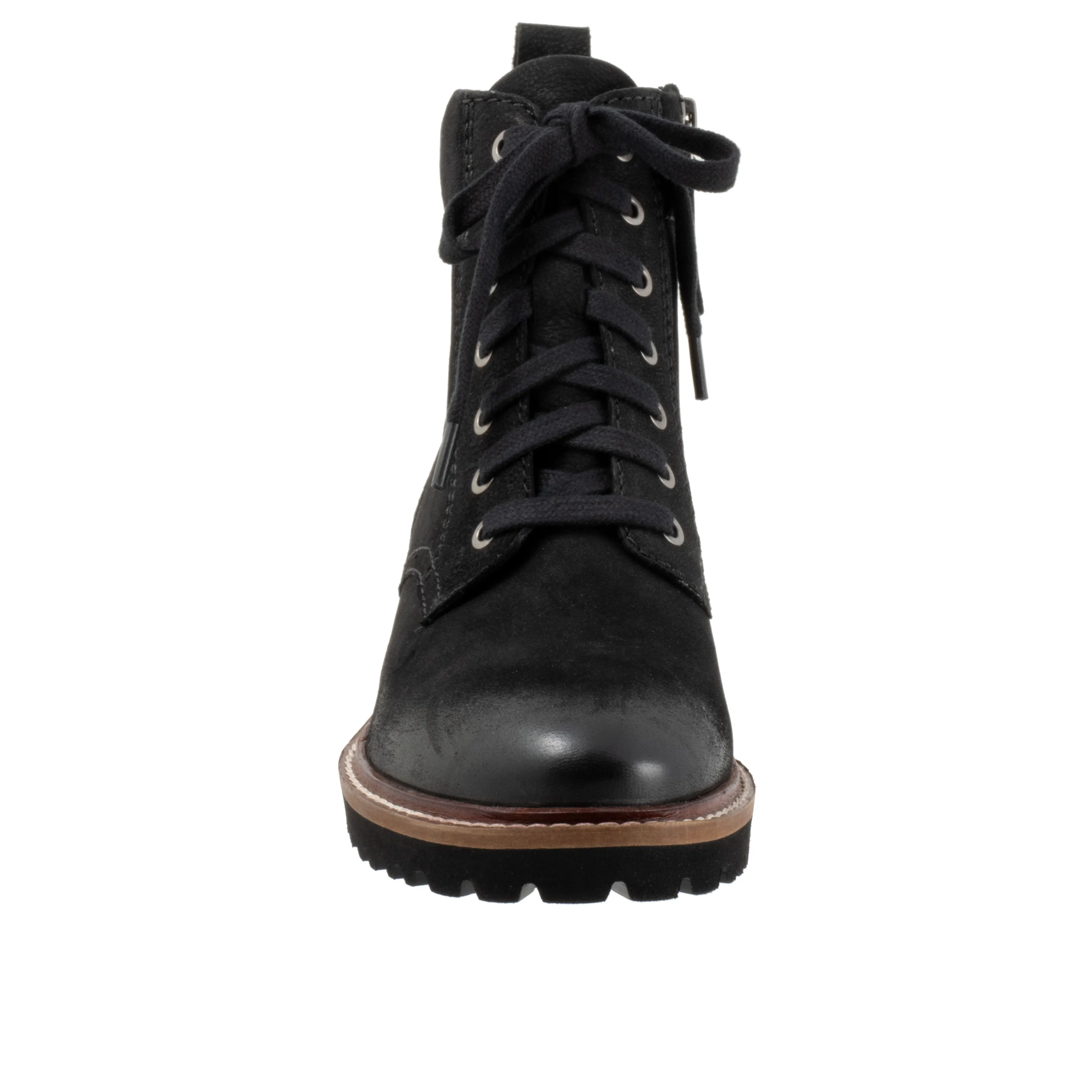 Icara Black Leather Ankle Boots