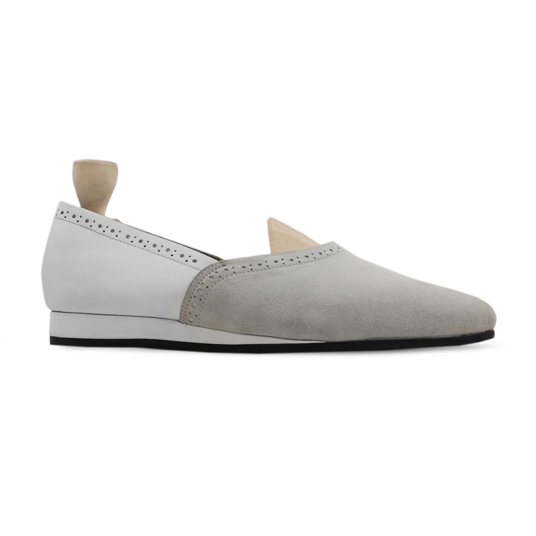 Kranj - Men's Grey Kid Suede Loafer