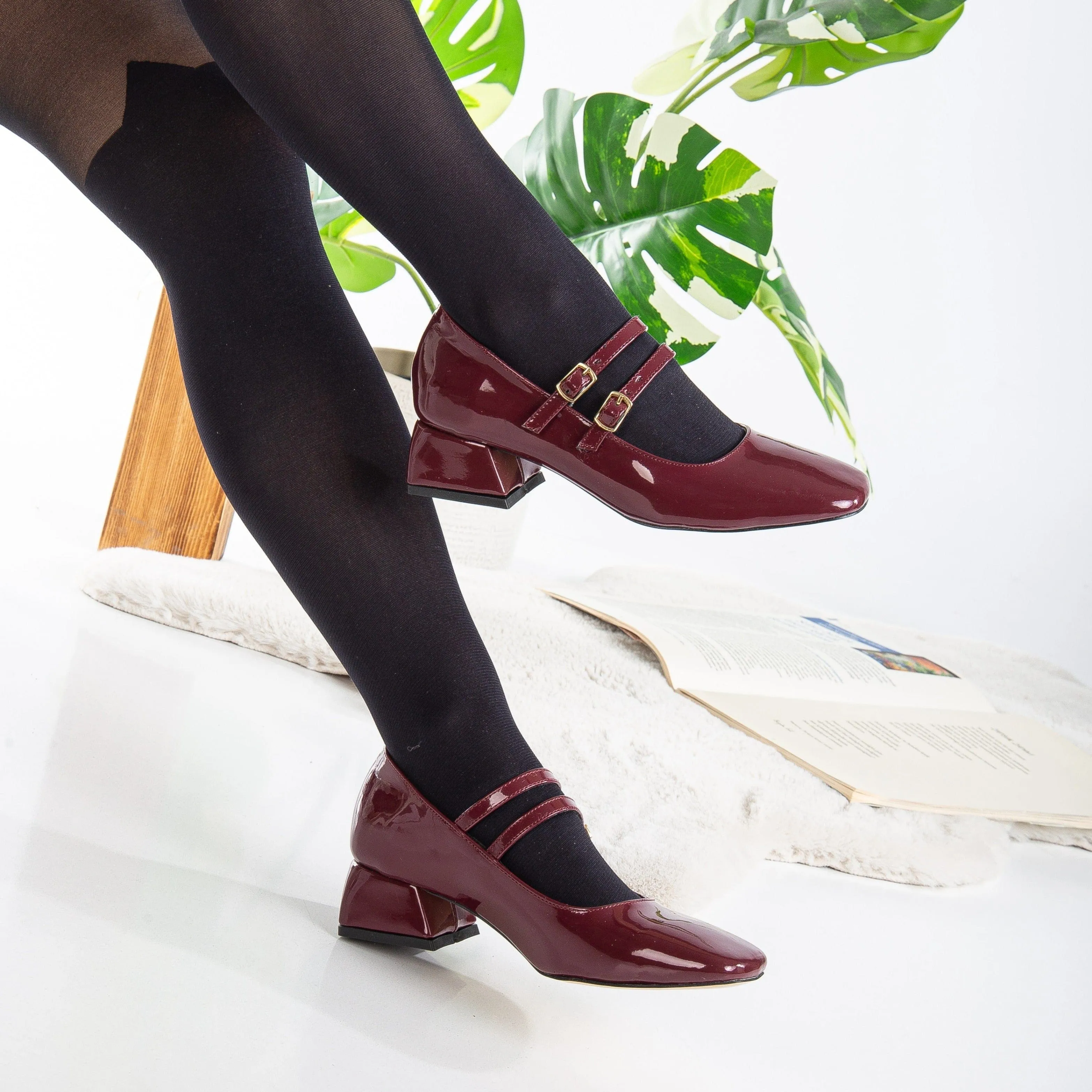 Lizbeth Vegan Leather Mary Jane Shoes | Red Cherry