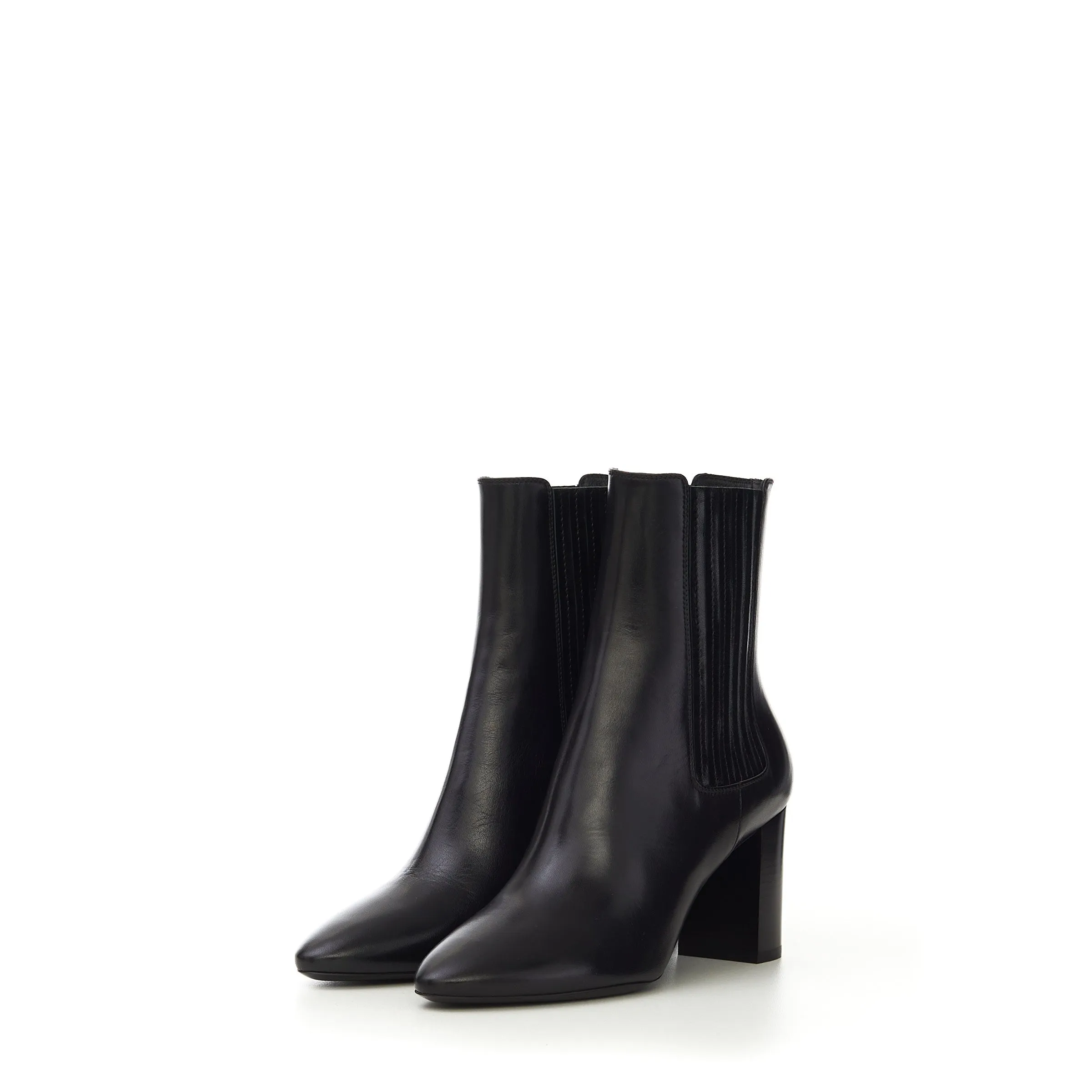 Lou Chelsea Booties In Black Smooth Leather