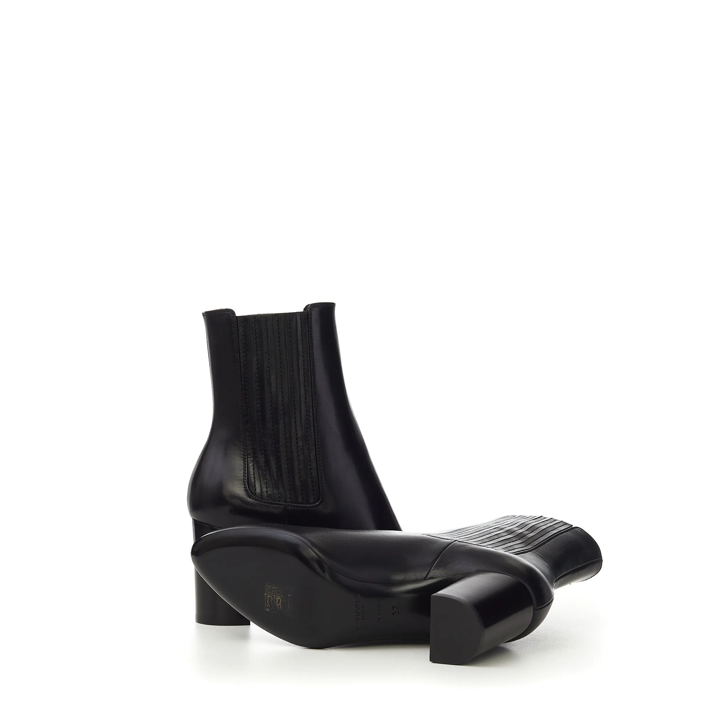 Lou Chelsea Booties In Black Smooth Leather