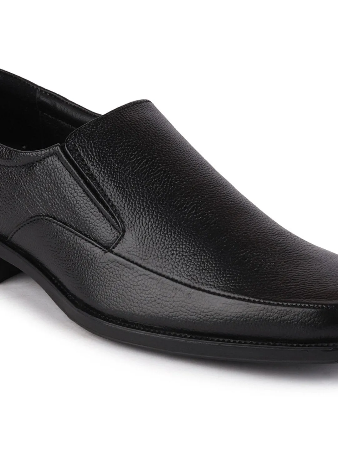 Men Black Plus Size Genuine Leather Formal Slip On Shoes