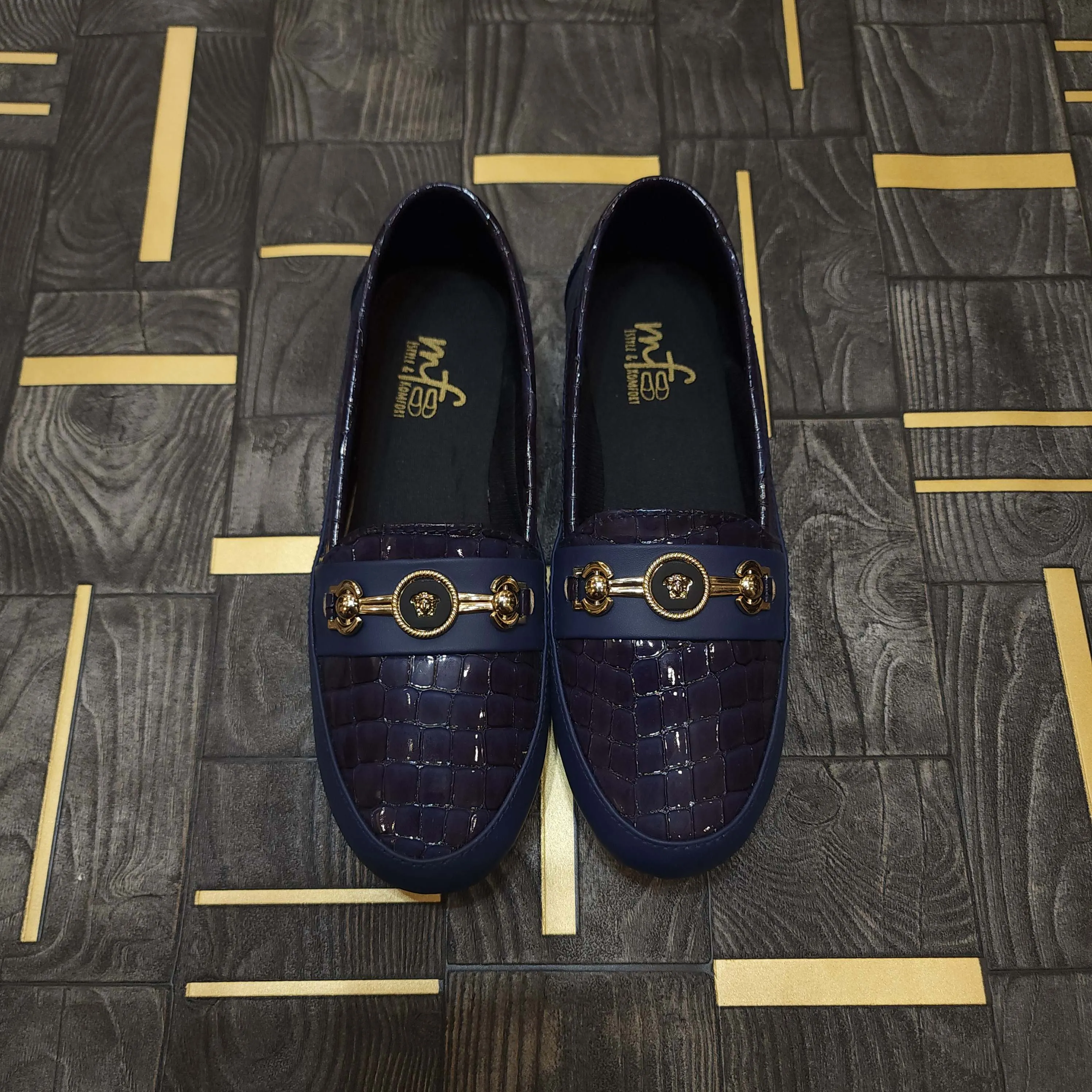 Navy Buckle Pump Shoes