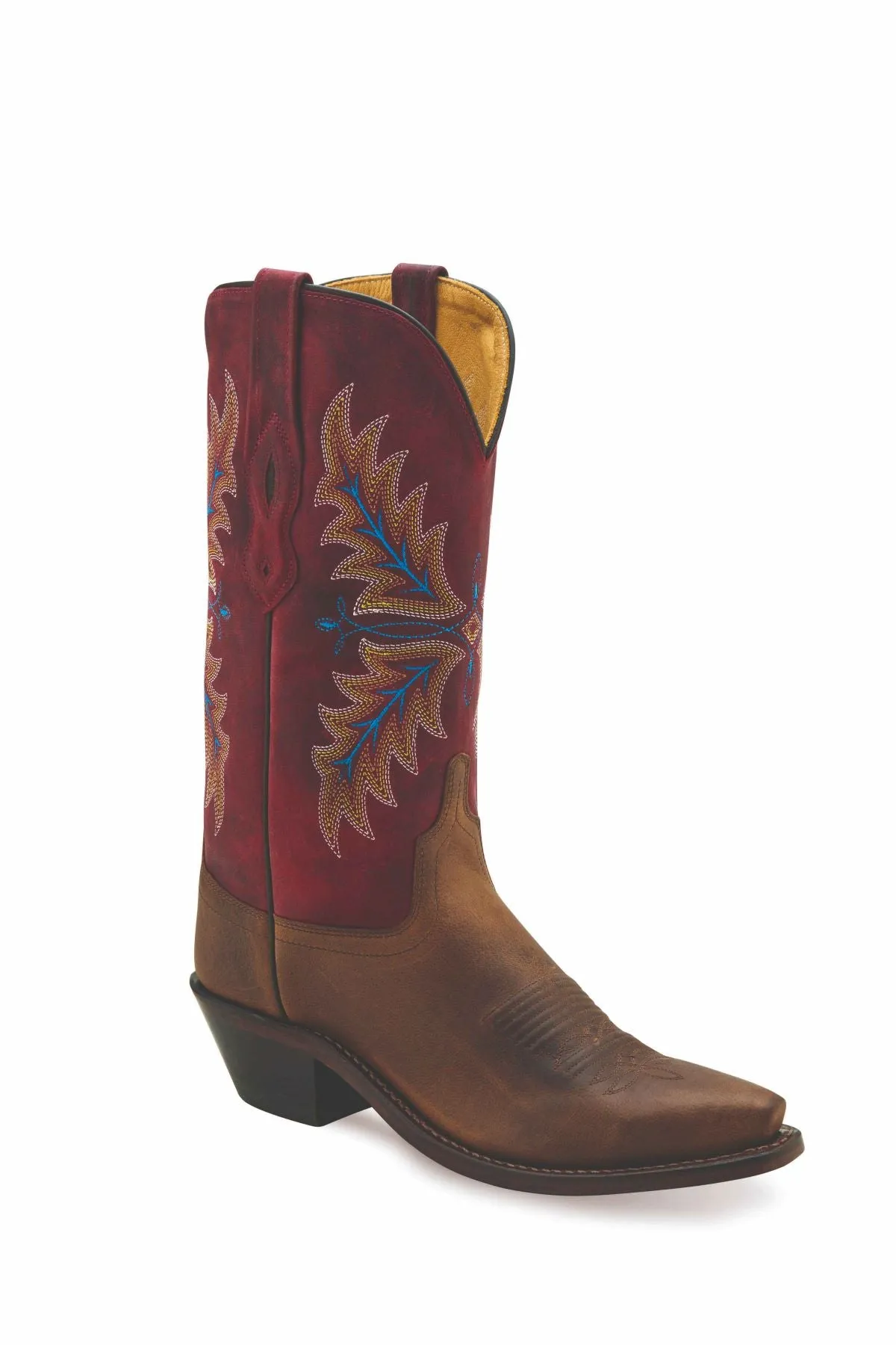 'Old West' Women's 12 Western Snip Toe - Brown / Cloudy Burgundy