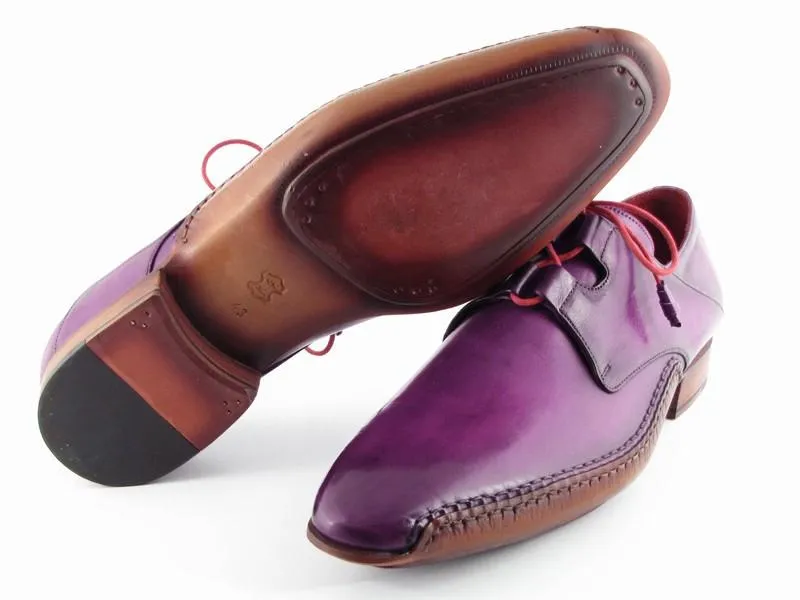 Paul Parkman Men's Ghillie Lacing Side Handsewn Dress Shoes Purple Leather