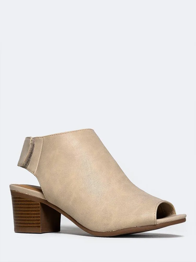 Peep Toe Low Heel Ankle Bootie