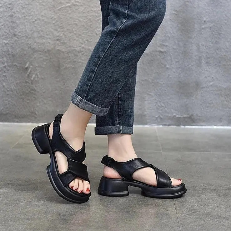 Platform Leather Sandal - Women's Casual Shoes WC224