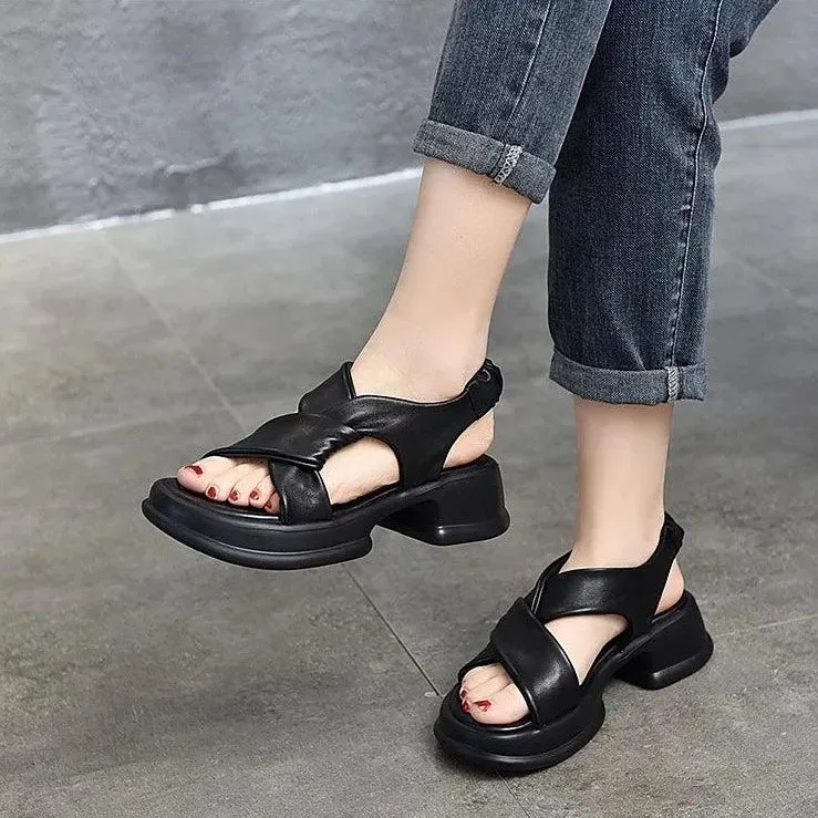 Platform Leather Sandal - Women's Casual Shoes WC224