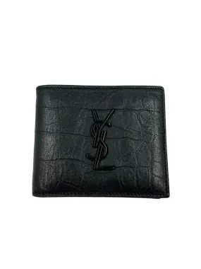 Saint Laurent YSL Black Croc Embossed Cassandra Wallet