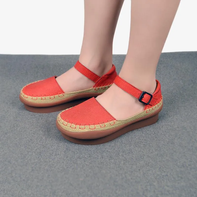 Summer Platform Leather Retro Handmade Shoes