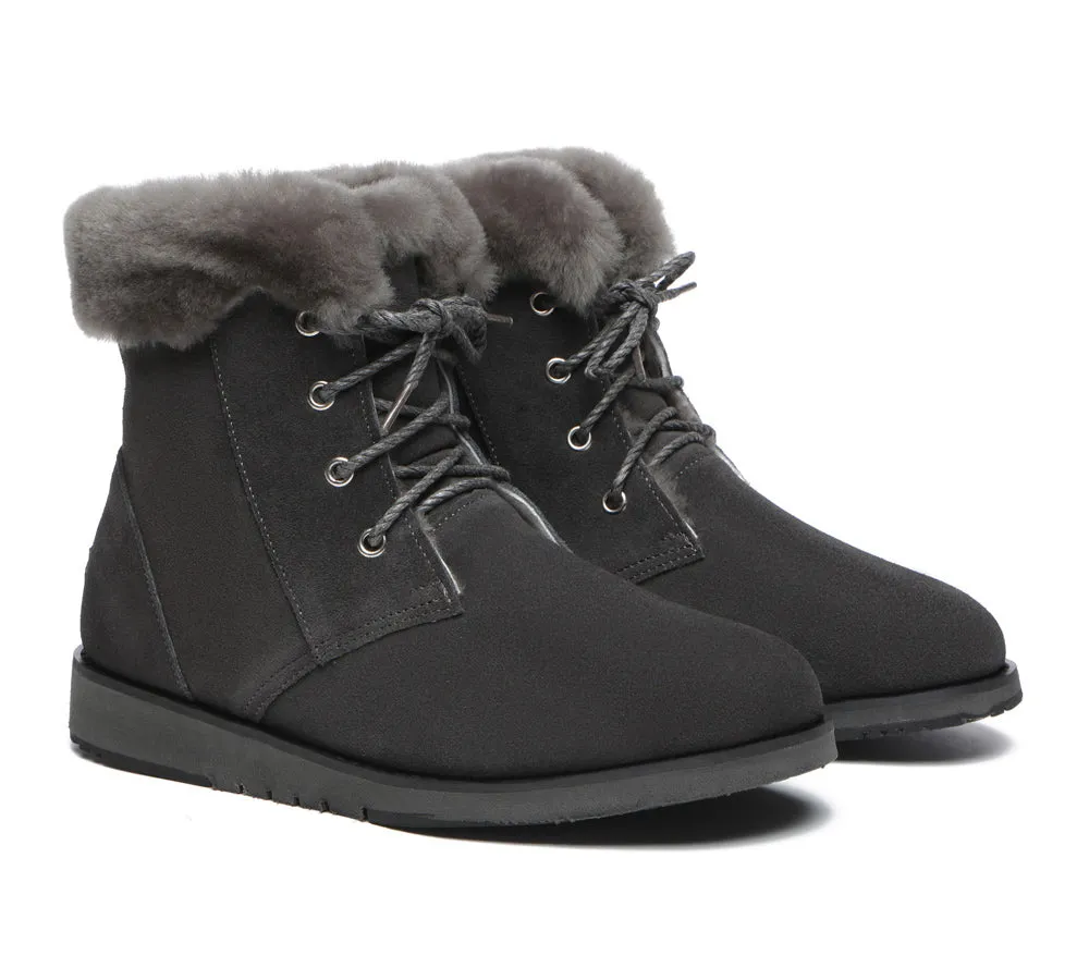 TARRAMARRA Lace Up Ankle Fashion Sheepskin Women Boots Bonnie