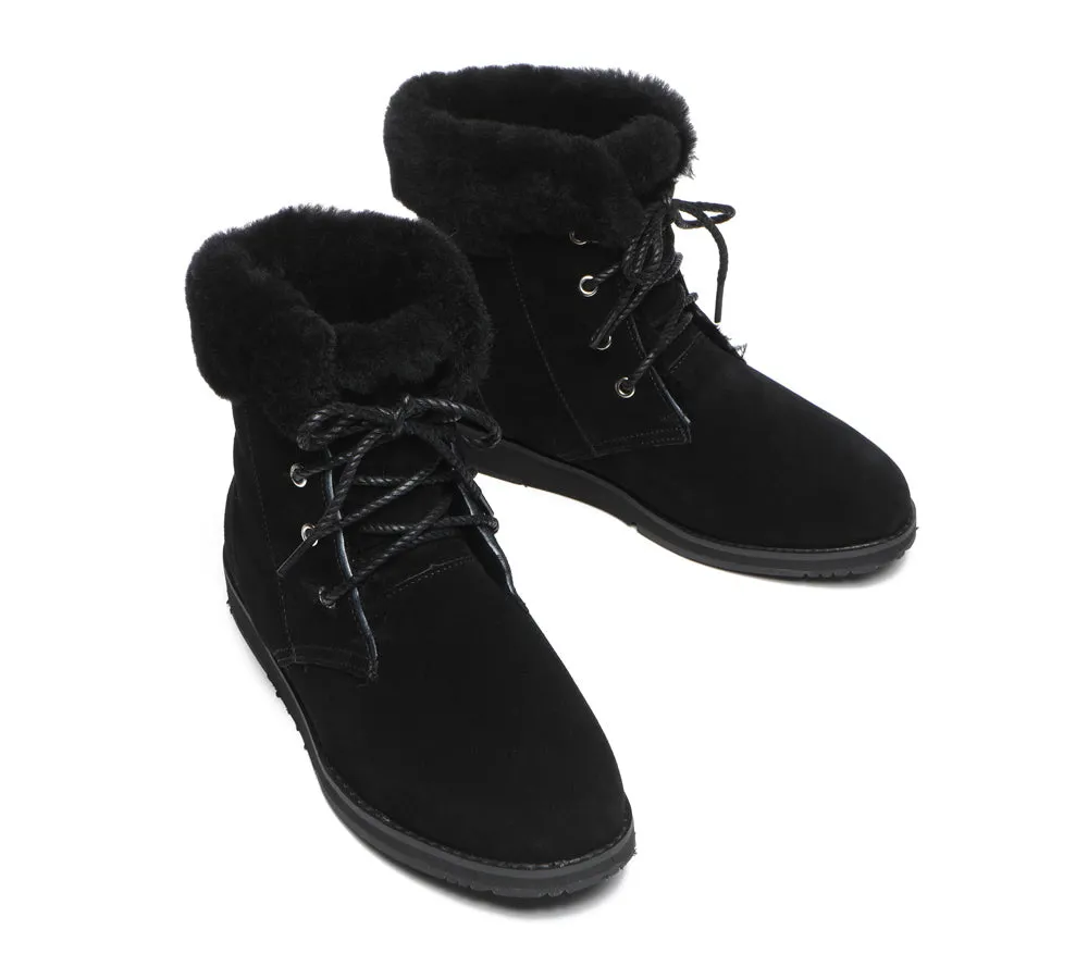 TARRAMARRA Lace Up Ankle Fashion Sheepskin Women Boots Bonnie