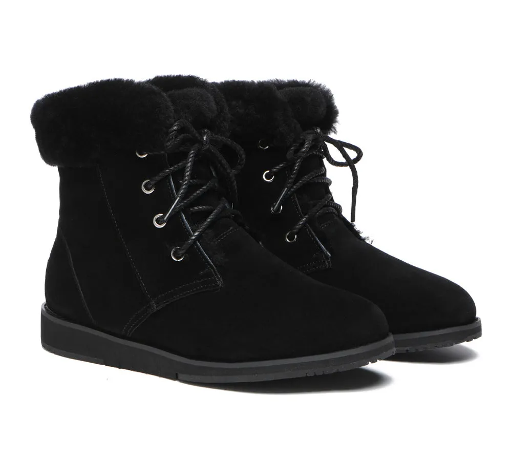 TARRAMARRA Lace Up Ankle Fashion Sheepskin Women Boots Bonnie