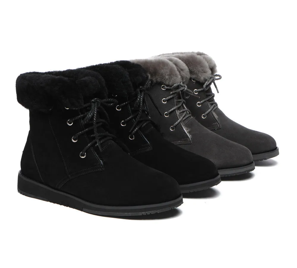 TARRAMARRA Lace Up Ankle Fashion Sheepskin Women Boots Bonnie