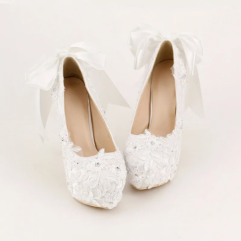 The Cara Wedding Bridal White Heels