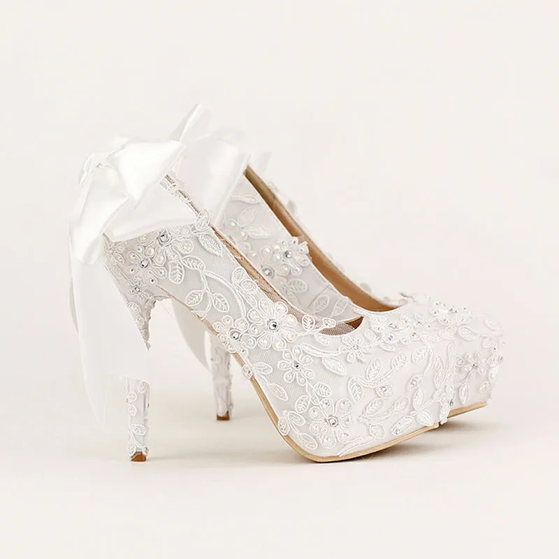 The Cara Wedding Bridal White Heels