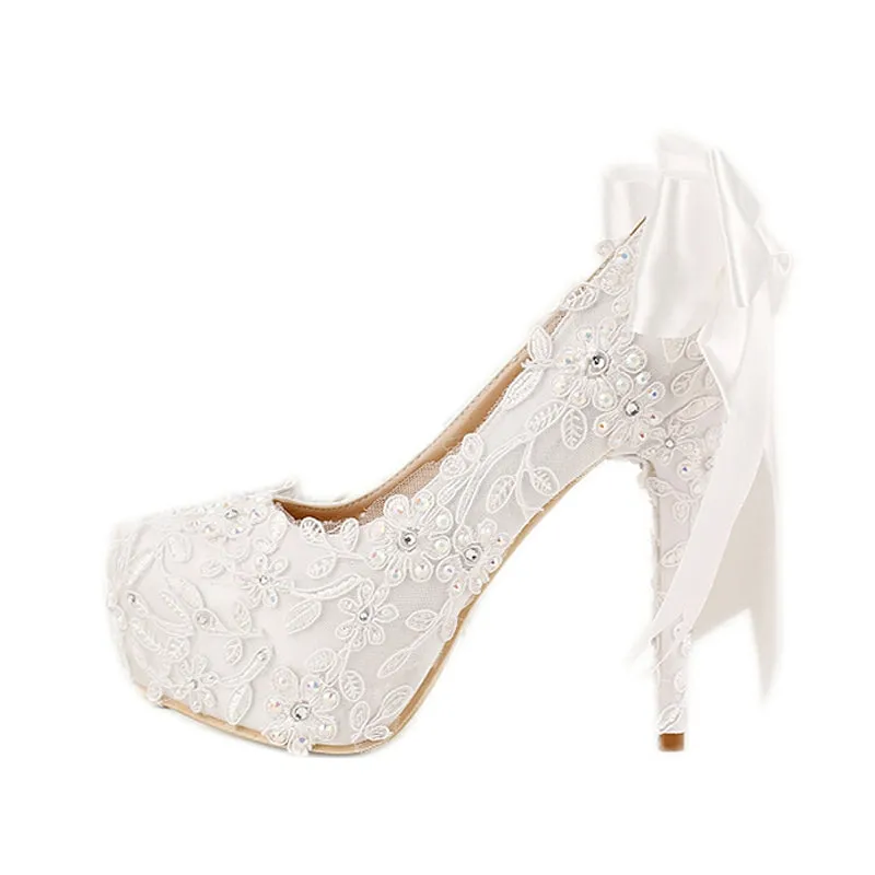 The Cara Wedding Bridal White Heels