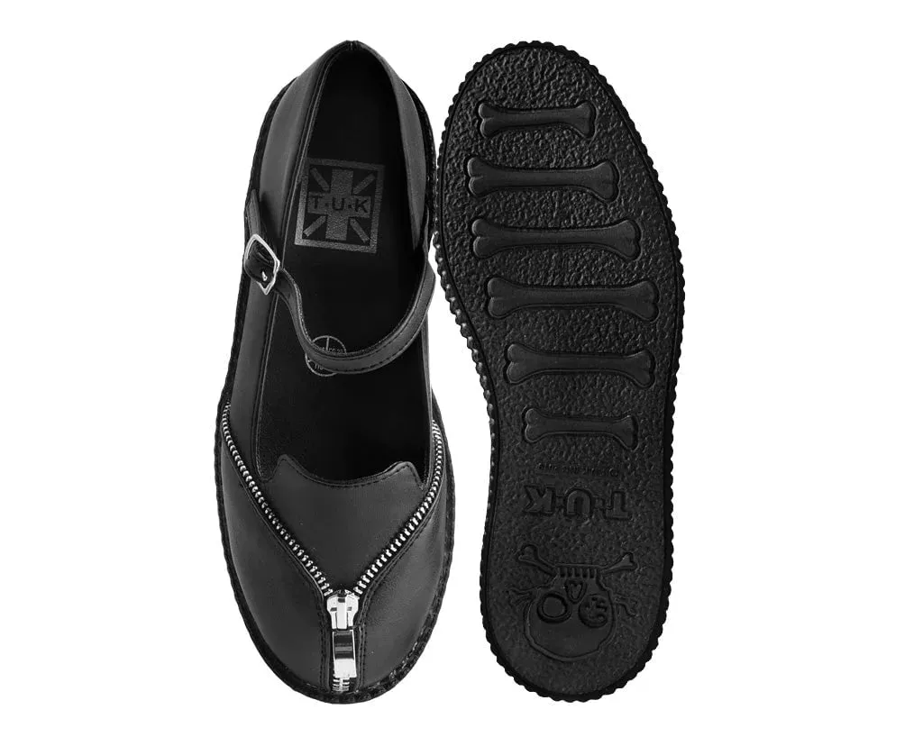 TUK-F3174L Black Zipper Viva Low Mary Jane